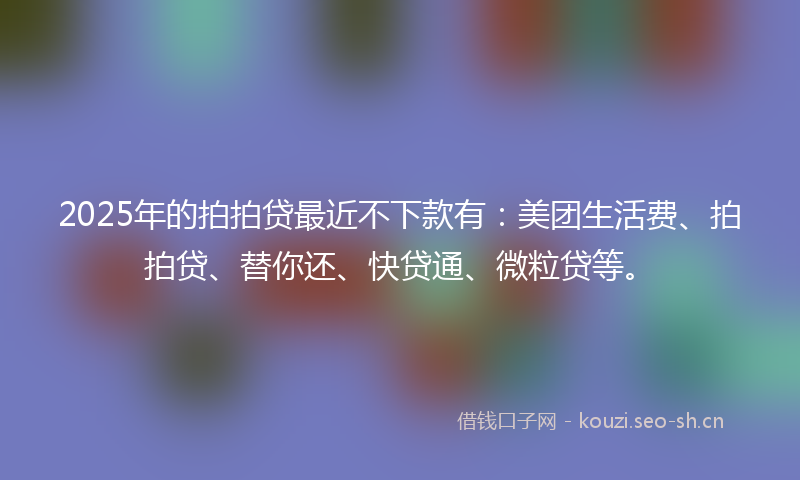 2025年的拍拍贷最近不下款有：美团生活费、拍拍贷、替你还、快贷通、微粒贷等。