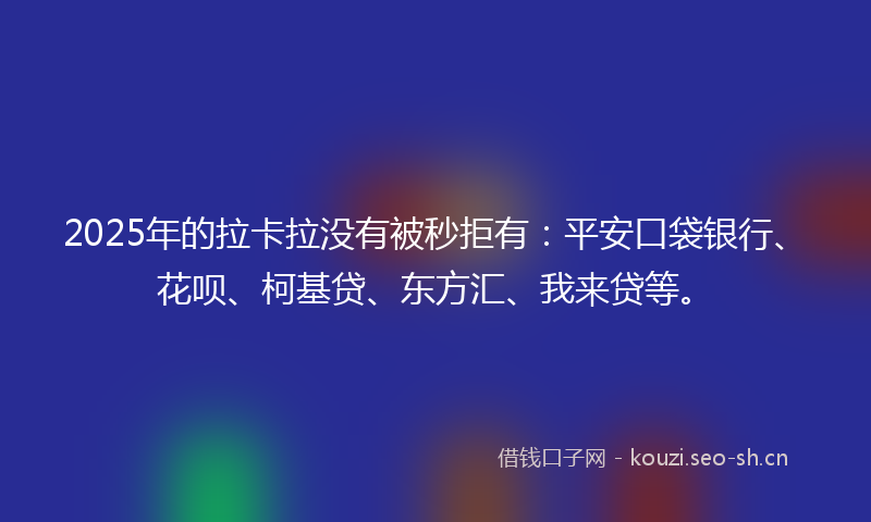 2025年的拉卡拉没有被秒拒有：平安口袋银行、花呗、柯基贷、东方汇、我来贷等。