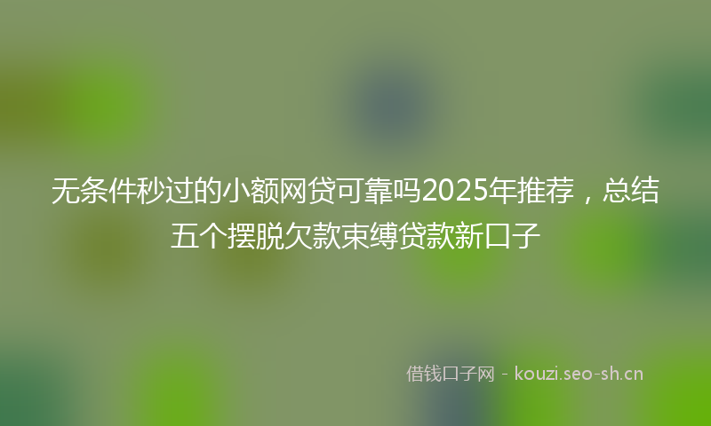 无条件秒过的小额网贷可靠吗2025年推荐，总结五个摆脱欠款束缚贷款新口子