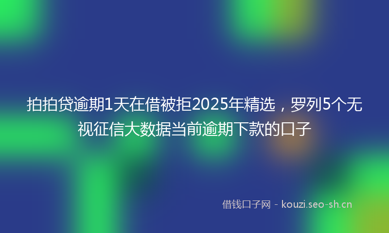 拍拍贷逾期1天在借被拒2025年精选，罗列5个无视征信大数据当前逾期下款的口子