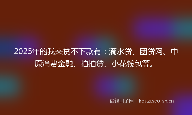 2025年的我来贷不下款有：滴水贷、团贷网、中原消费金融、拍拍贷、小花钱包等。