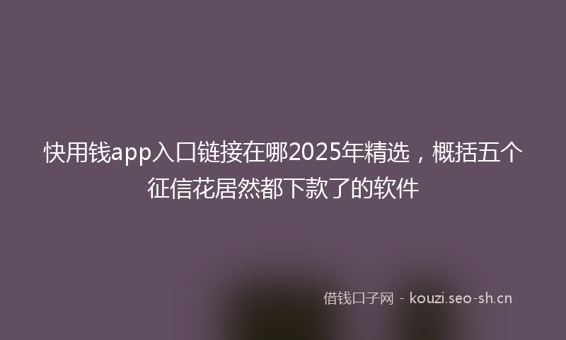 快用钱app入口链接在哪2025年精选，概括五个征信花居然都下款了的软件
