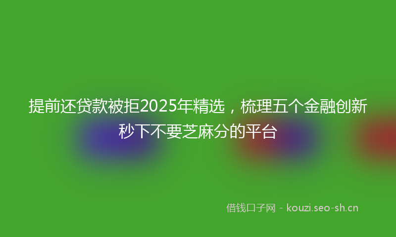 提前还贷款被拒2025年精选，梳理五个金融创新秒下不要芝麻分的平台