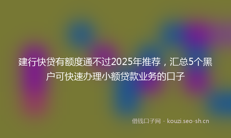 建行快贷有额度通不过2025年推荐，汇总5个黑户可快速办理小额贷款业务的口子