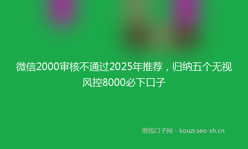 微信2000审核不通过2025年推荐，归纳五个无视风控8000必下口子