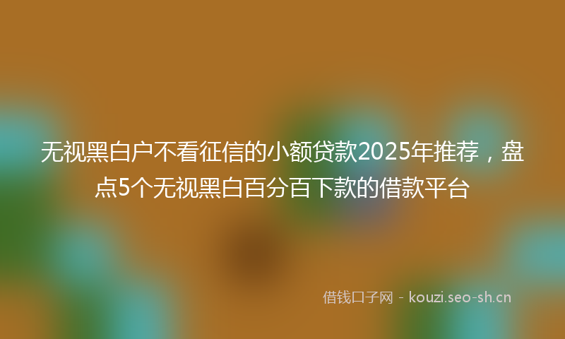 无视黑白户不看征信的小额贷款2025年推荐，盘点5个无视黑白百分百下款的借款平台