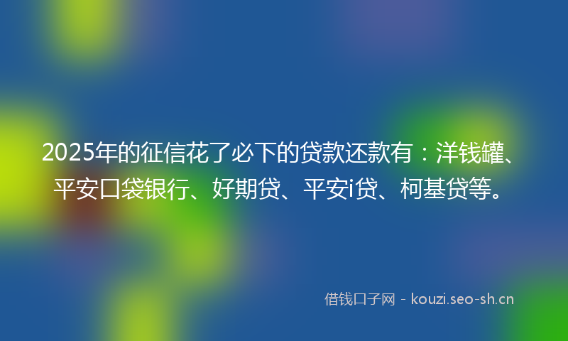 2025年的征信花了必下的贷款还款有：洋钱罐、平安口袋银行、好期贷、平安i贷、柯基贷等。