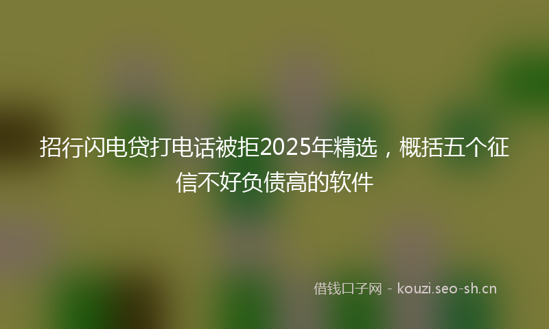 招行闪电贷打电话被拒2025年精选，概括五个征信不好负债高的软件