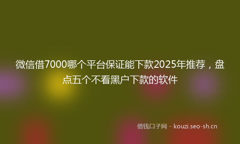 微信借7000哪个平台保证能下款2025年推荐,盘点五个不看黑户下款的软件