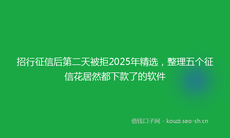 招行征信后第二天被拒2025年精选，整理五个征信花居然都下款了的软件