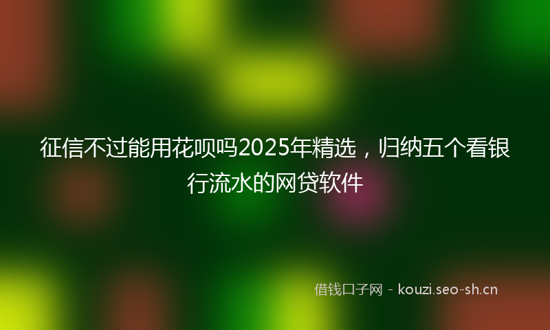 征信不过能用花呗吗2025年精选，归纳五个看银行流水的网贷软件