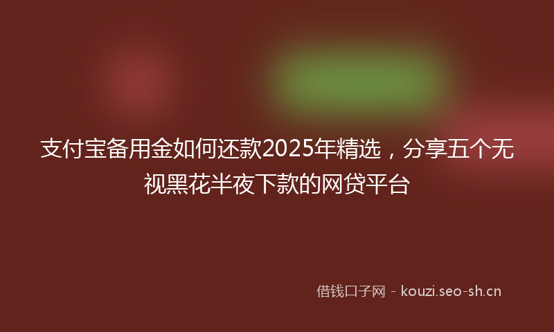 支付宝备用金如何还款2025年精选，分享五个无视黑花半夜下款的网贷平台