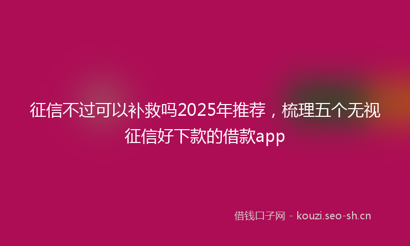 征信不过可以补救吗2025年推荐，梳理五个无视征信好下款的借款app