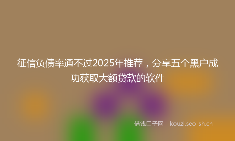 征信负债率通不过2025年推荐，分享五个黑户成功获取大额贷款的软件