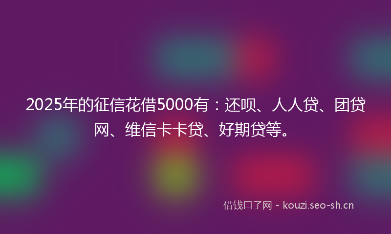 2025年的征信花借5000有：还呗、人人贷、团贷网、维信卡卡贷、好期贷等。