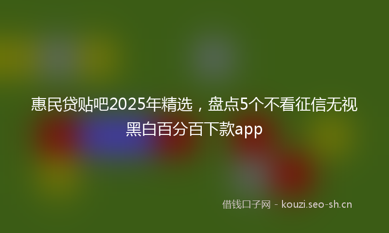 惠民贷贴吧2025年精选,盘点5个不看征信无视黑白百分百下款app