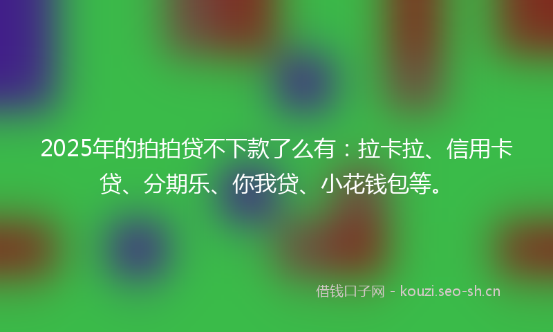 2025年的拍拍贷不下款了么有：拉卡拉、信用卡贷、分期乐、你我贷、小花钱包等。