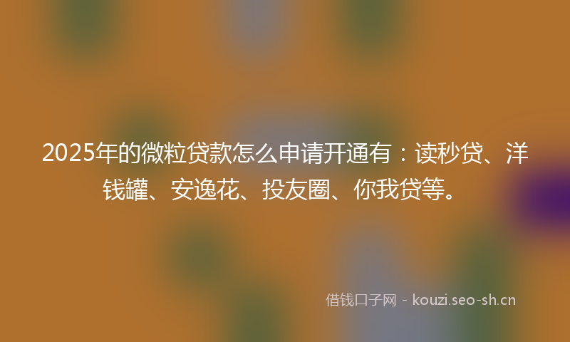 2025年的微粒贷款怎么申请开通有：读秒贷、洋钱罐、安逸花、投友圈、你我贷等。