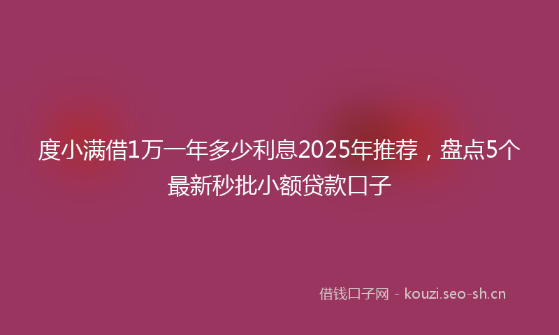 度小满借1万一年多少利息2025年推荐，盘点5个最新秒批小额贷款口子