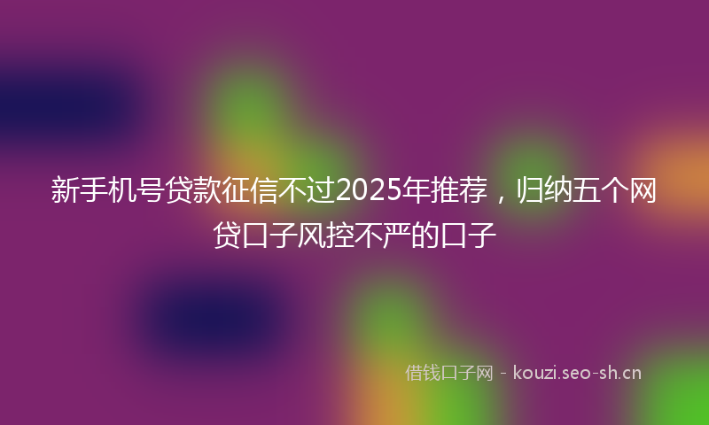 新手机号贷款征信不过2025年推荐，归纳五个网贷口子风控不严的口子