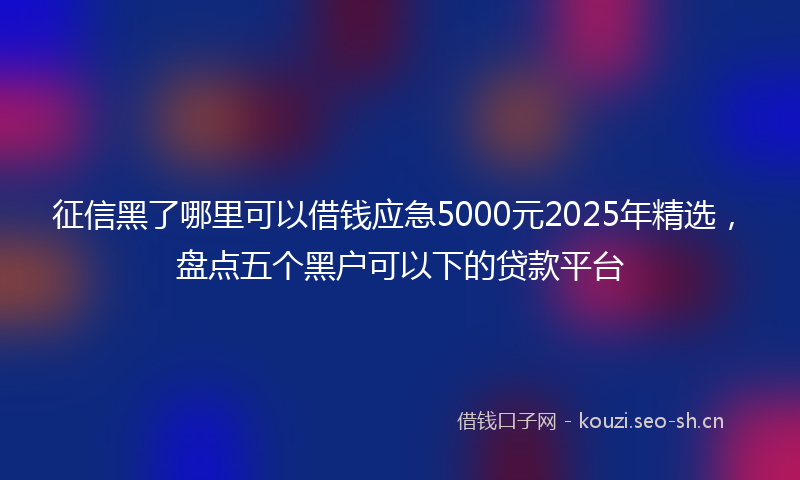 征信黑了哪里可以借钱应急5000元2025年精选，盘点五个黑户可以下的贷款平台