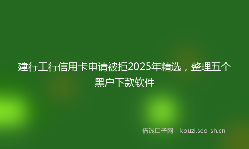 建行工行信用卡申请被拒2025年精选，整理五个黑户下款软件