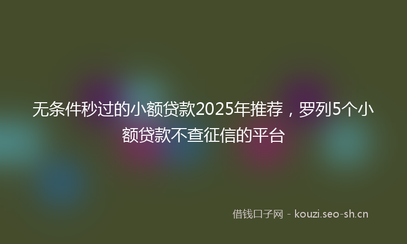 无条件秒过的小额贷款2025年推荐，罗列5个小额贷款不查征信的平台