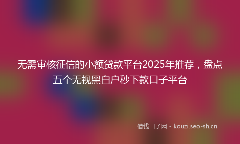无需审核征信的小额贷款平台2025年推荐，盘点五个无视黑白户秒下款口子平台