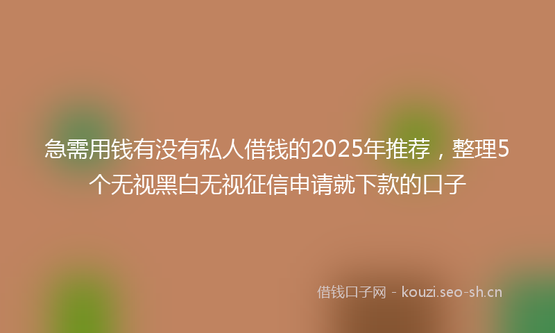急需用钱有没有私人借钱的2025年推荐，整理5个无视黑白无视征信申请就下款的口子