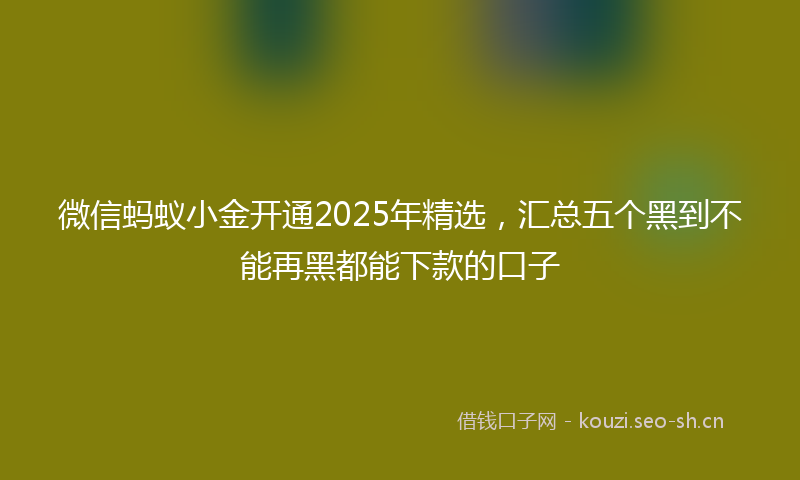 微信蚂蚁小金开通2025年精选，汇总五个黑到不能再黑都能下款的口子