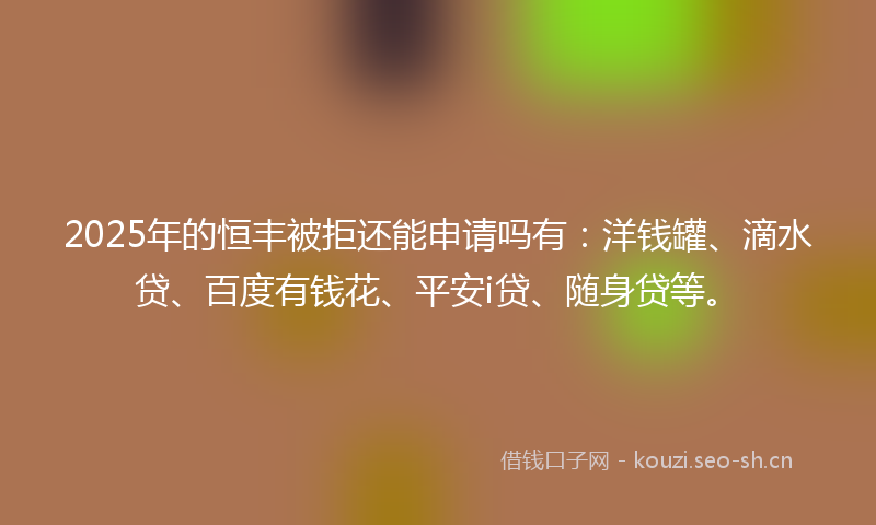 2025年的恒丰被拒还能申请吗有：洋钱罐、滴水贷、百度有钱花、平安i贷、随身贷等。