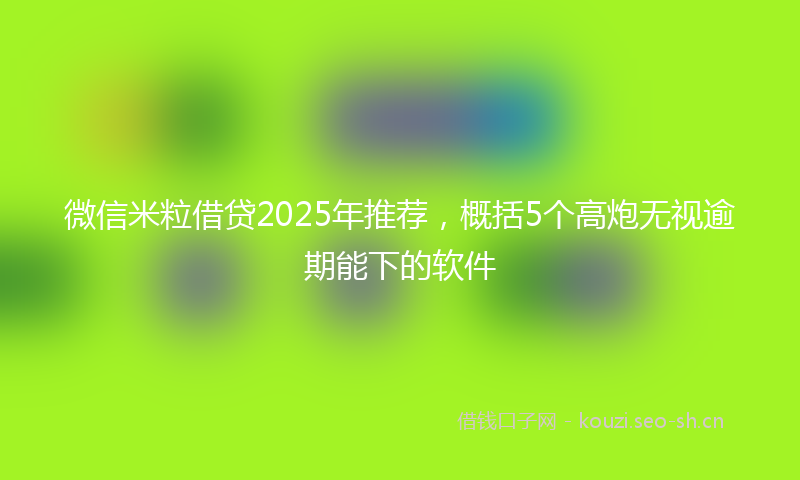 微信米粒借贷2025年推荐，概括5个高炮无视逾期能下的软件
