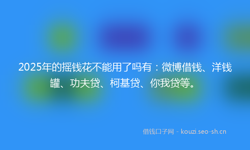 2025年的摇钱花不能用了吗有：微博借钱、洋钱罐、功夫贷、柯基贷、你我贷等。