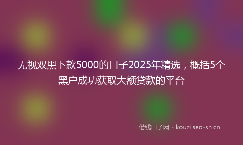 无视双黑下款5000的口子2025年精选,概括5个黑户成功获取大额贷款的平台