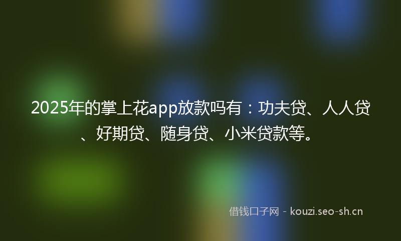 2025年的掌上花app放款吗有：功夫贷、人人贷、好期贷、随身贷、小米贷款等。