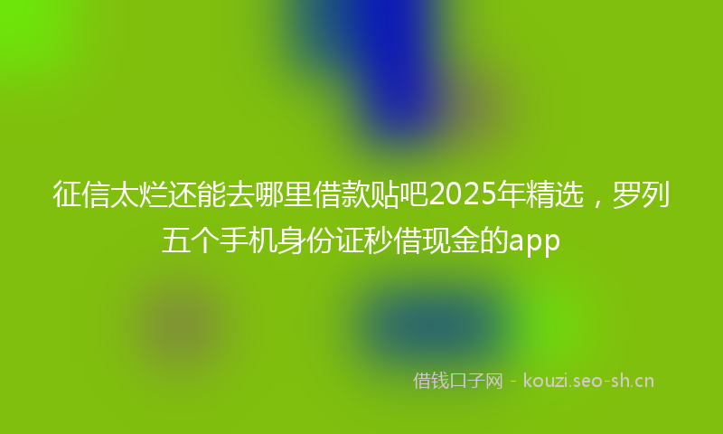征信太烂还能去哪里借款贴吧2025年精选，罗列五个手机身份证秒借现金的app