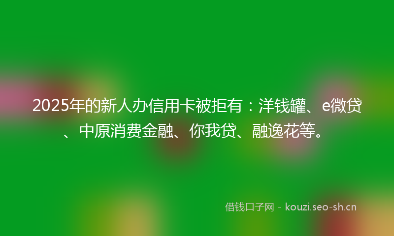 2025年的新人办信用卡被拒有：洋钱罐、e微贷、中原消费金融、你我贷、融逸花等。