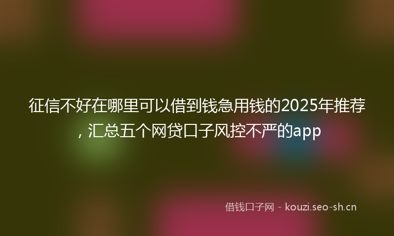 征信不好在哪里可以借到钱急用钱的2025年推荐，汇总五个网贷口子风控不严的app