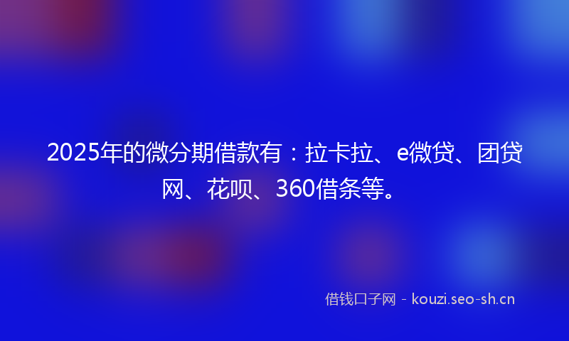 2025年的微分期借款有：拉卡拉、e微贷、团贷网、花呗、360借条等。