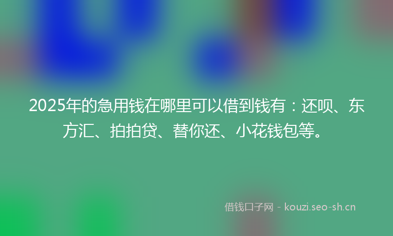 2025年的急用钱在哪里可以借到钱有：还呗、东方汇、拍拍贷、替你还、小花钱包等。