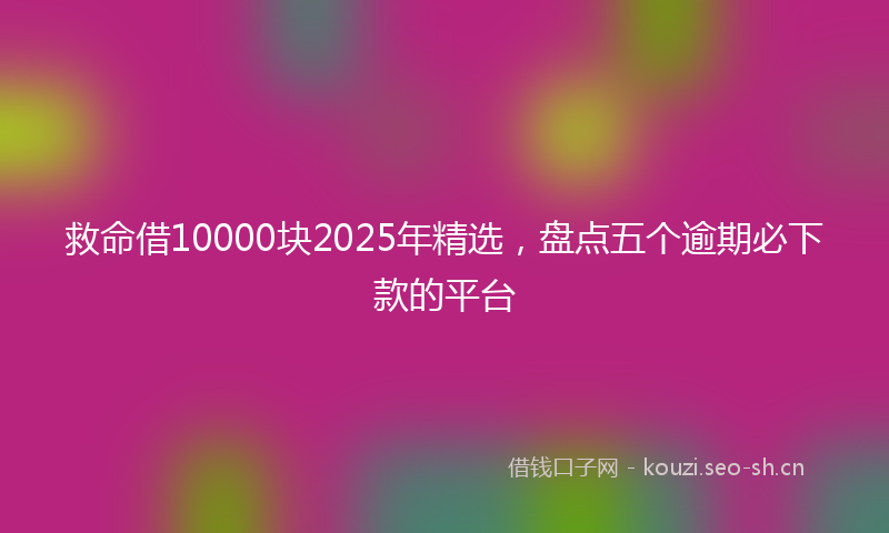 救命借10000块2025年精选，盘点五个逾期必下款的平台