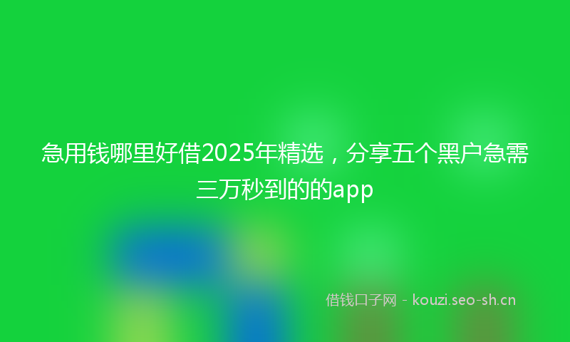 急用钱哪里好借2025年精选，分享五个黑户急需三万秒到的的app