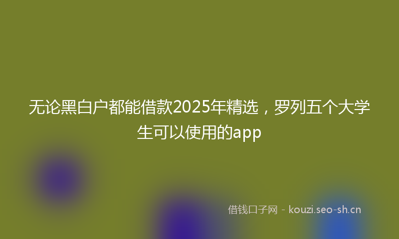 无论黑白户都能借款2025年精选，罗列五个大学生可以使用的app