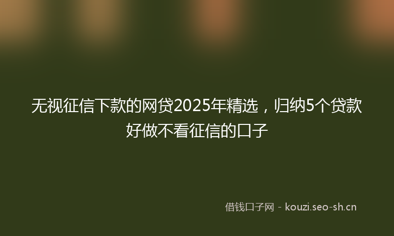 无视征信下款的网贷2025年精选，归纳5个贷款好做不看征信的口子