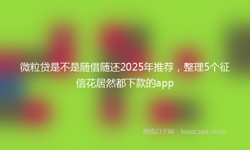 微粒贷是不是随借随还2025年推荐，整理5个征信花居然都下款的app