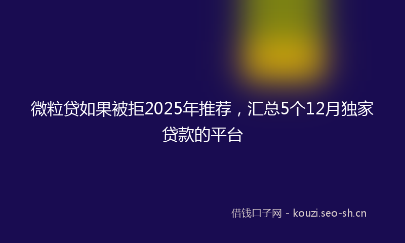 微粒贷如果被拒2025年推荐，汇总5个12月独家贷款的平台