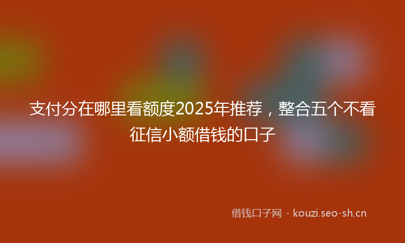 支付分在哪里看额度2025年推荐，整合五个不看征信小额借钱的口子