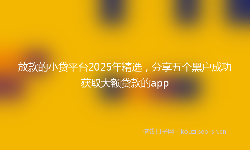 放款的小贷平台2025年精选，分享五个黑户成功获取大额贷款的app