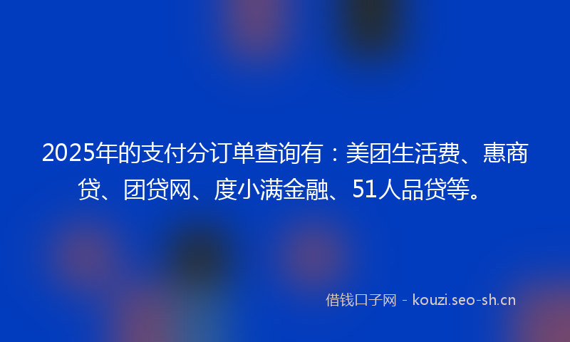 2025年的支付分订单查询有：美团生活费、惠商贷、团贷网、度小满金融、51人品贷等。