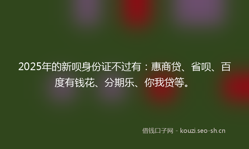 2025年的新呗身份证不过有：惠商贷、省呗、百度有钱花、分期乐、你我贷等。